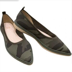 Louis et Cie Celeste stretch knit pointed toe flat green camouflage, Size 11M